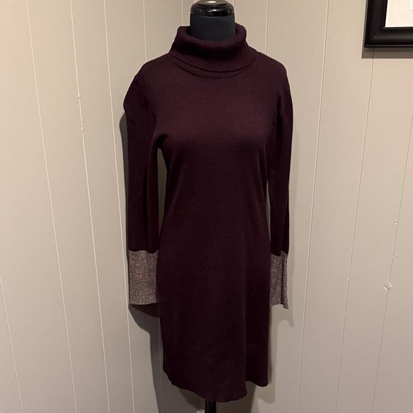 Apt. 9 Dresses & Skirts - B24 Apt. 9 Women Small Long Sleeve Dress in Dark Maroon Turtleneck Formal